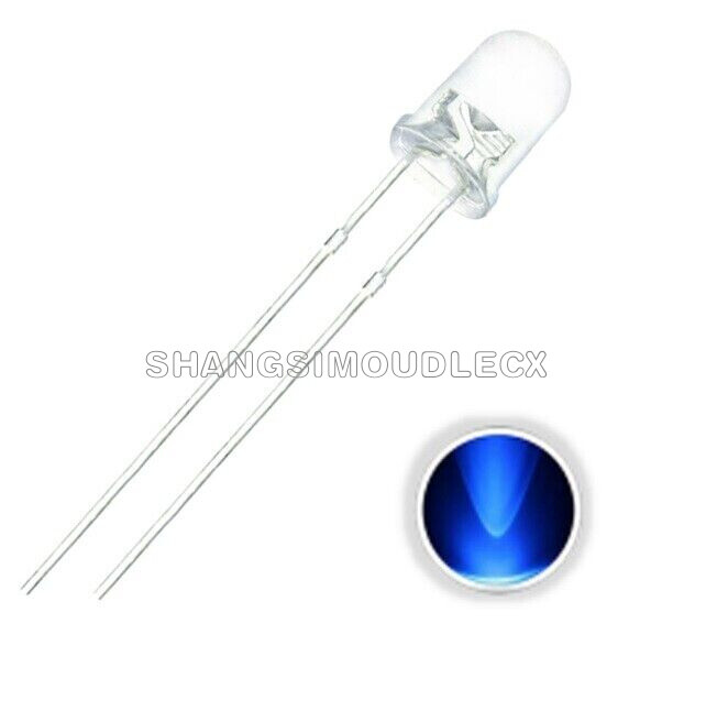 100pcs 3mm Blue 5000MCD Round Water Clear LED Light