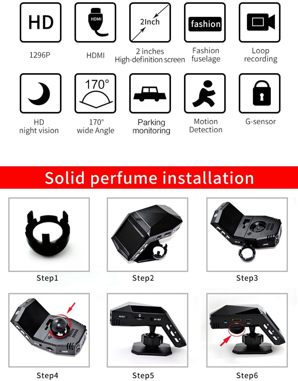 170° 1080P Car DVR Front Camera Video Recorder Dash Cam Loop Recording G-sensor