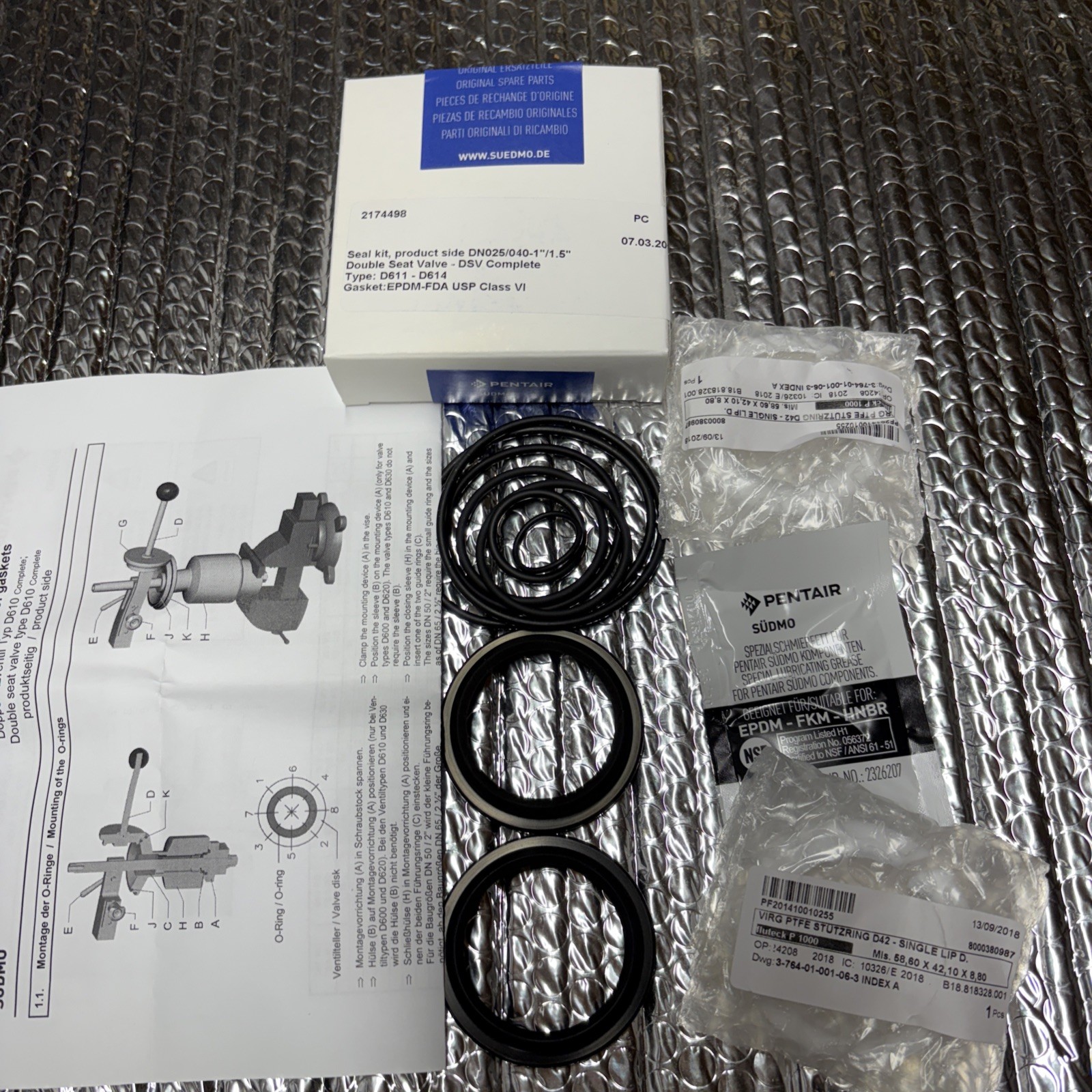 Pentair Sudmo seal kit: 2174498 type: D611-D614 (a5,6 )