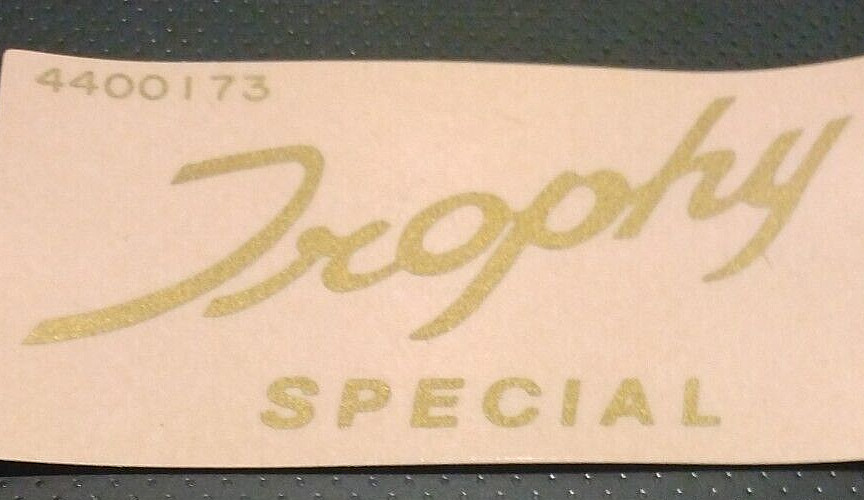 Trophy Special gold script top tank/toolbox panel sticker 1968 TR6C each