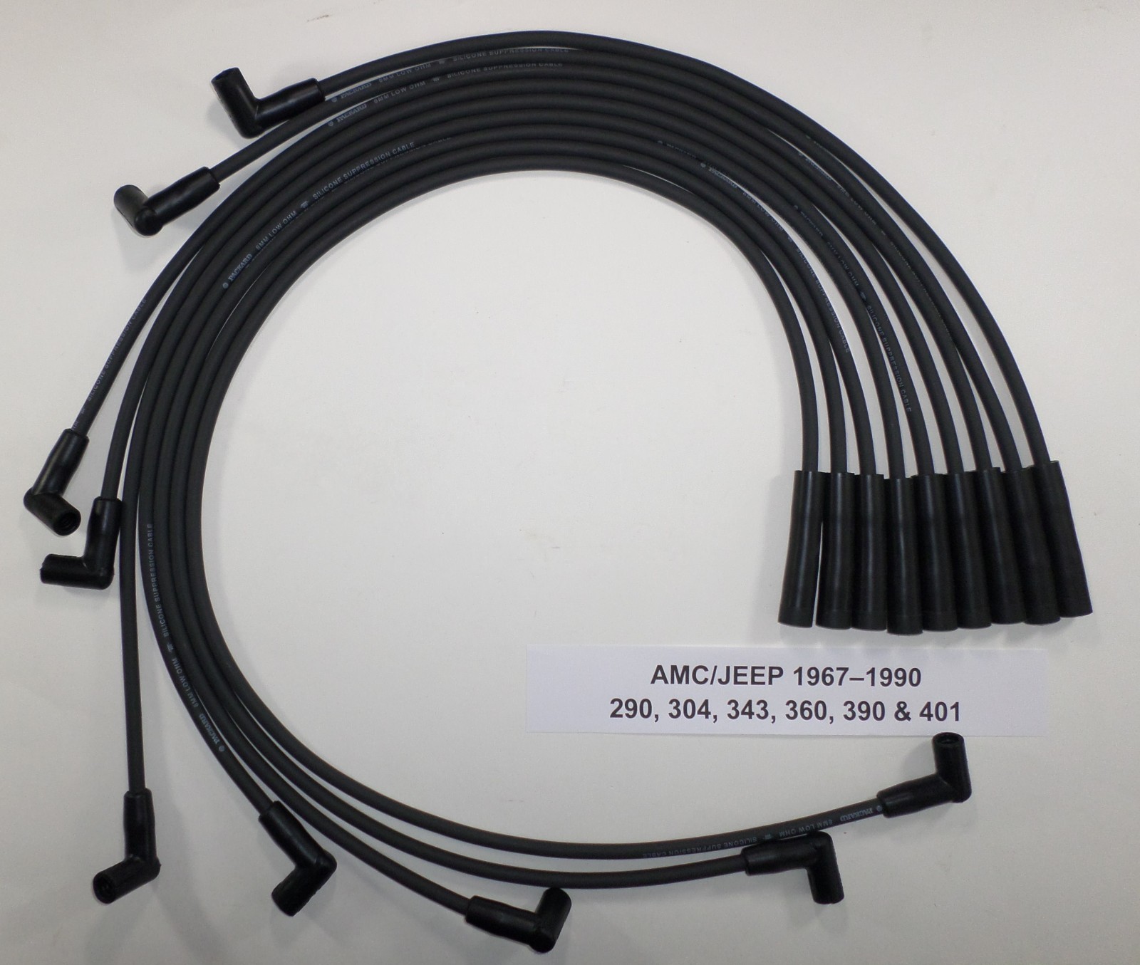 fits AMC/JEEP 1967-90 290 304 343 360 390 401 BLACK HEI 8mm SPARK PLUG WIRES USA