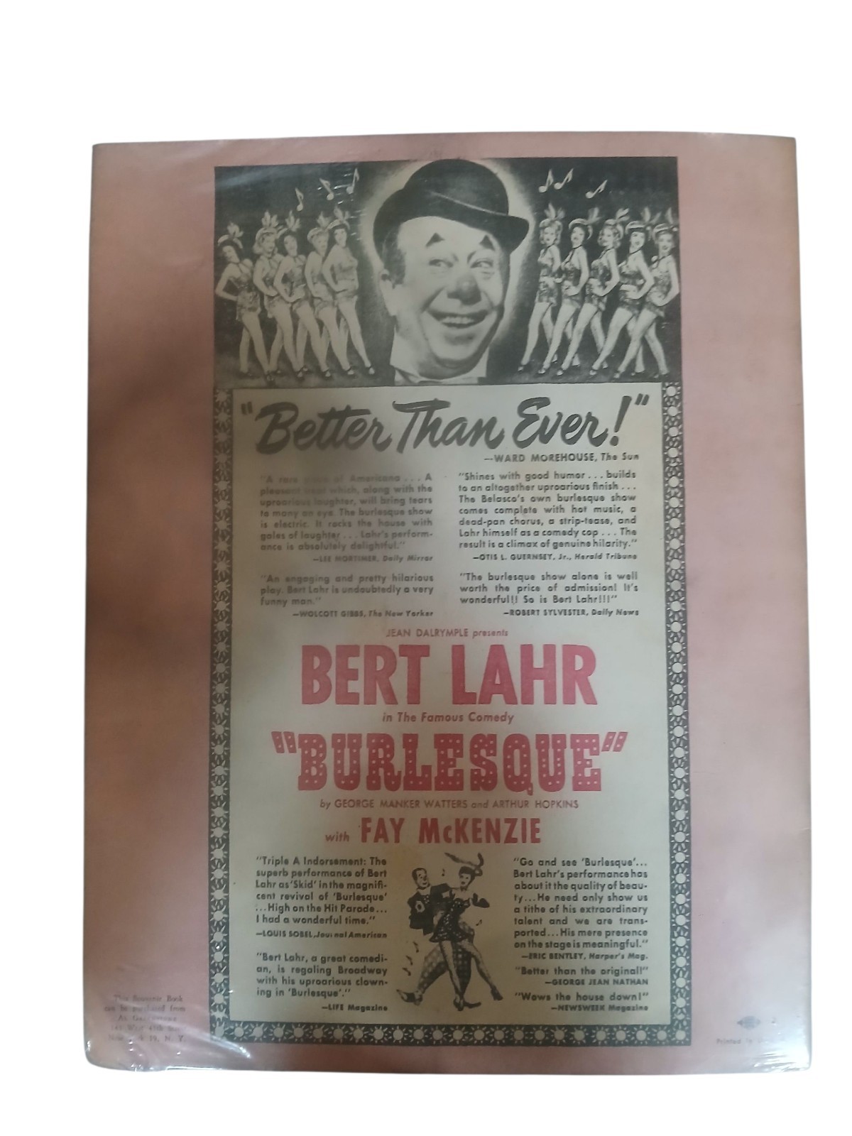 Vintage "BURLESQUE" Bert Lahr 1946 Broadway Souvenir Program