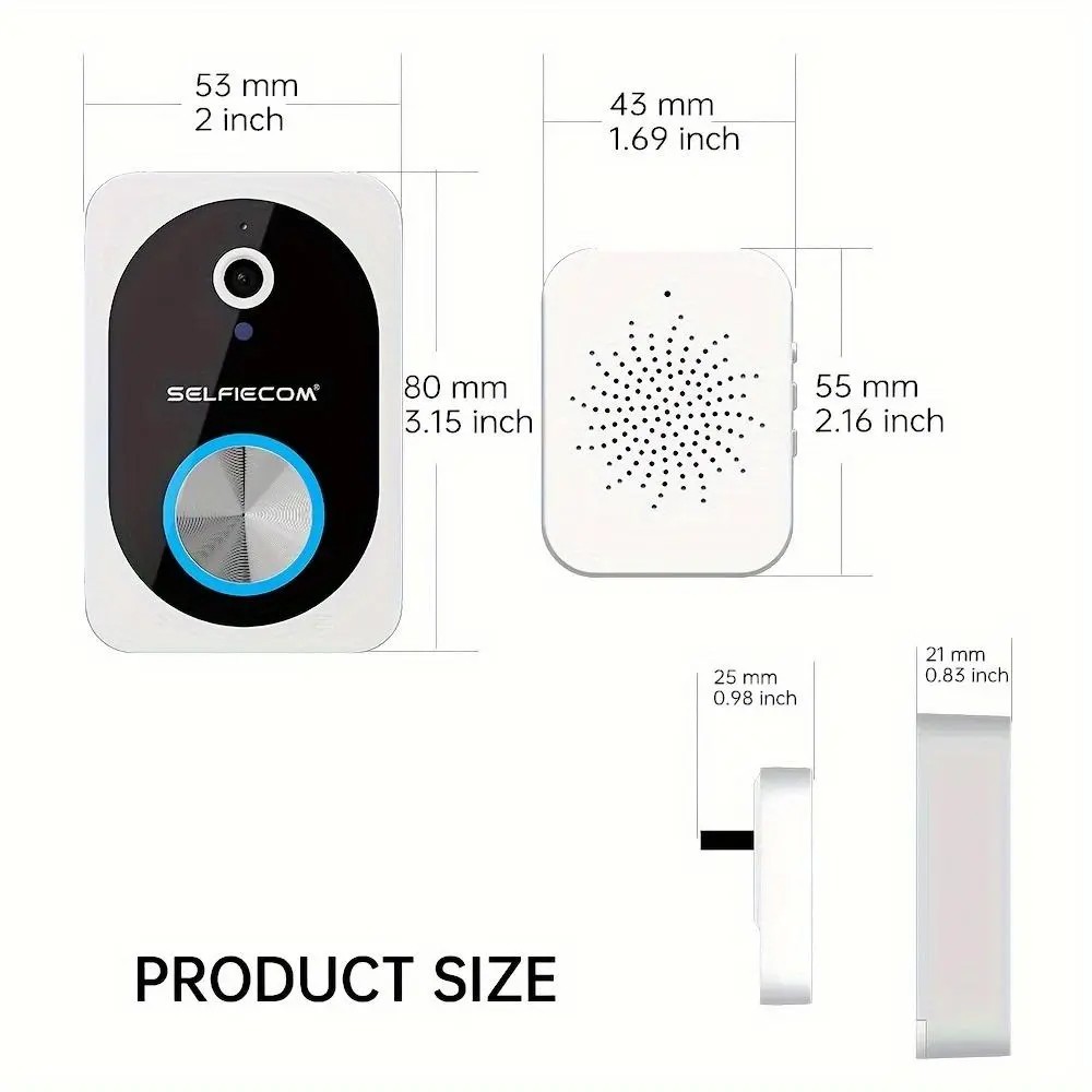 Wireless Video Doorbell Camera Smart WiFi Security Doorbell with Chime Voice