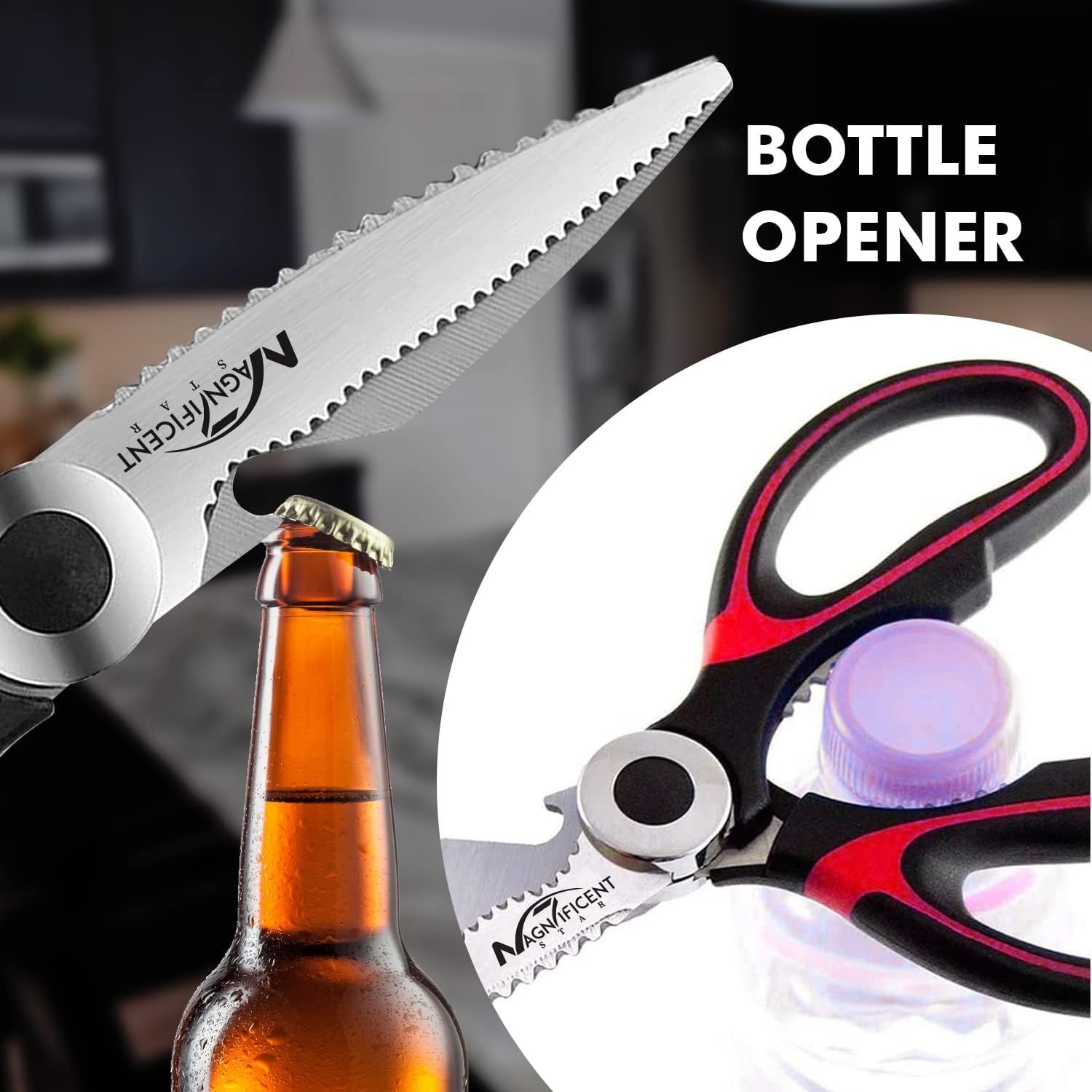 Professional Kitchen Scissors with Micro-Serrated Blades for Precision Cutting