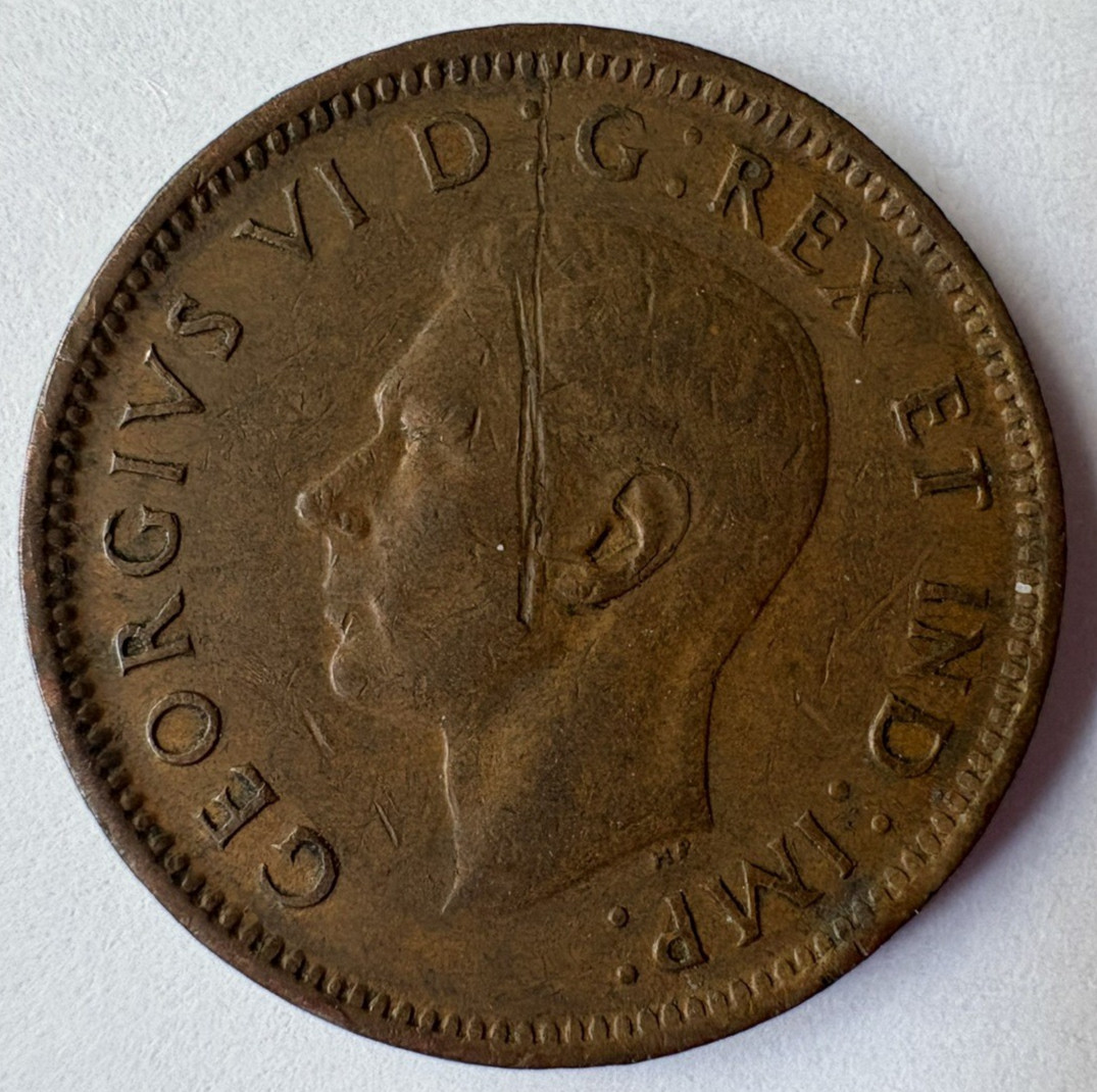 1945 Canada 1 Cent Coin King George VI Maple Leaf