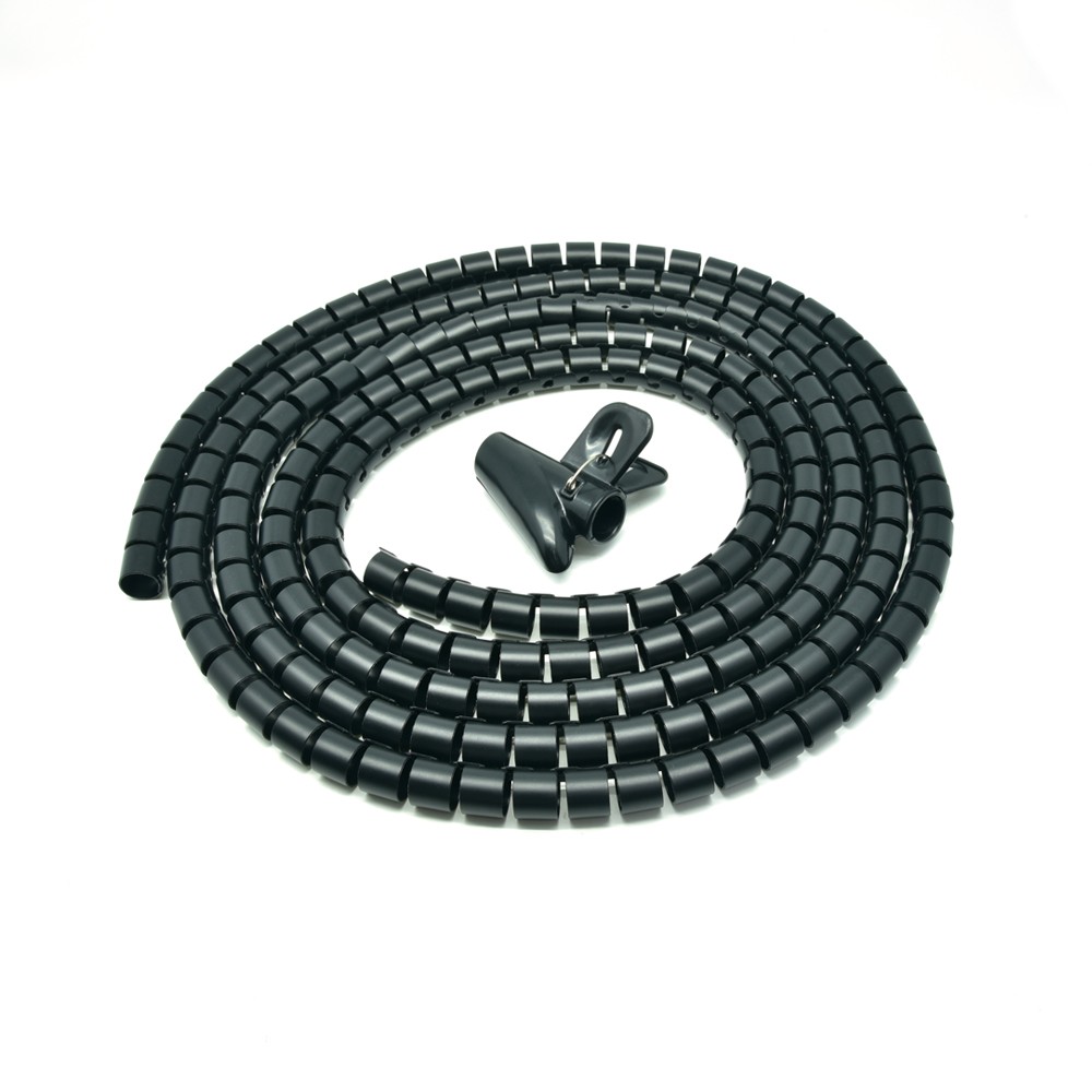 15 Pack of Spiral Cable Zip Wrap Black 20mm x 1.5m (0.8" x 4.92Ft)