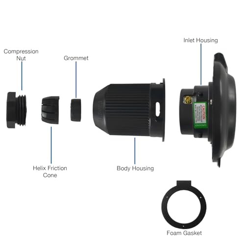 30 Amp 125 Volt RV Marine Power Inlet - Black