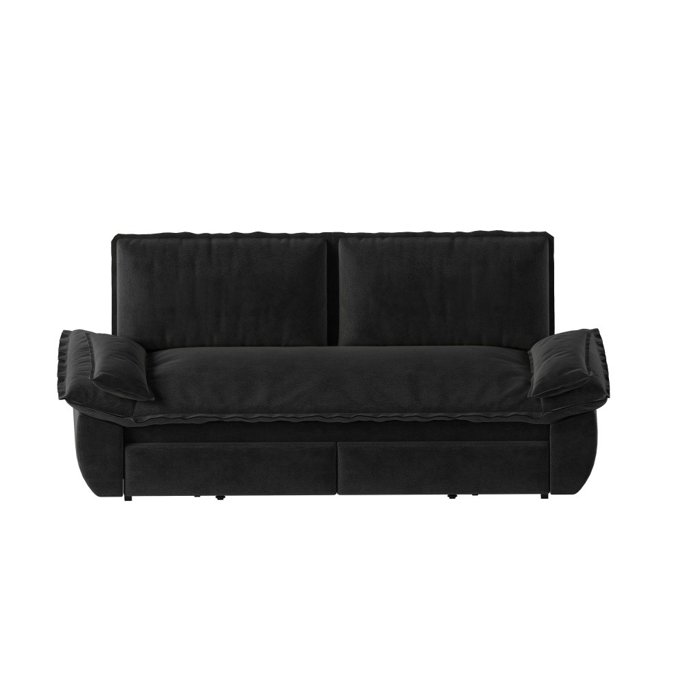 Queen Sofa Bed Pull Out Sleeper 3-in-1 Convertible Velvet Loveseat Black