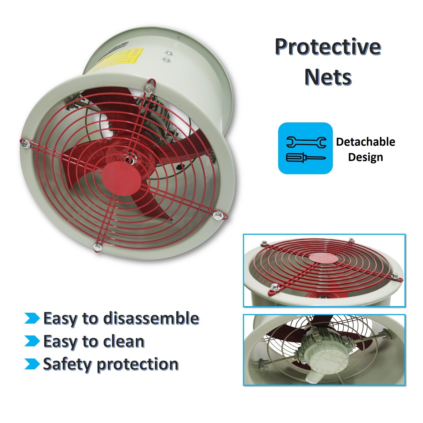 12" Hazardous Location Axial Fan Explosion-Proof Inline Duct Blower Ventilation