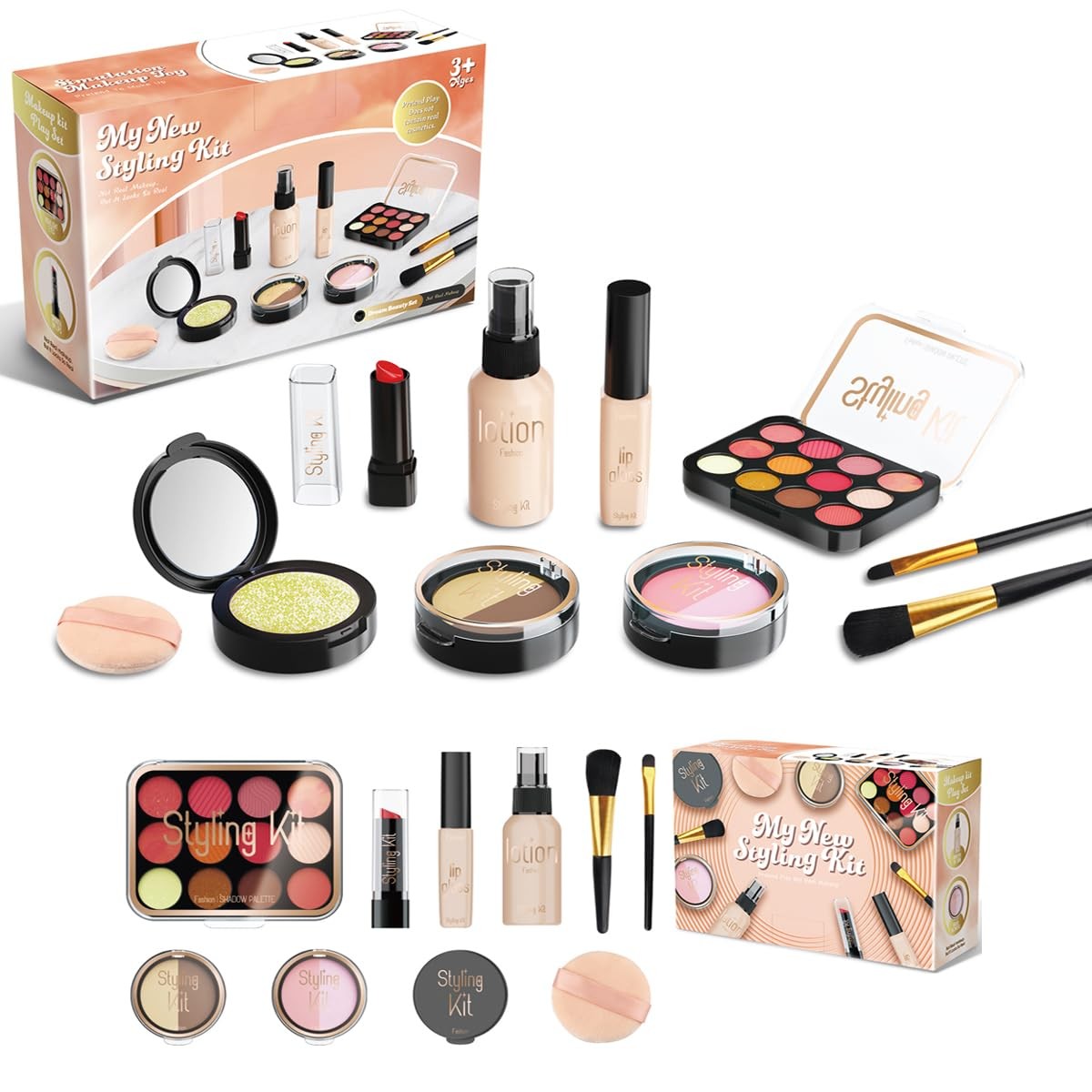 Makeup Kits Play Set, Pretend Toys for Girls Gifts child-size, Black