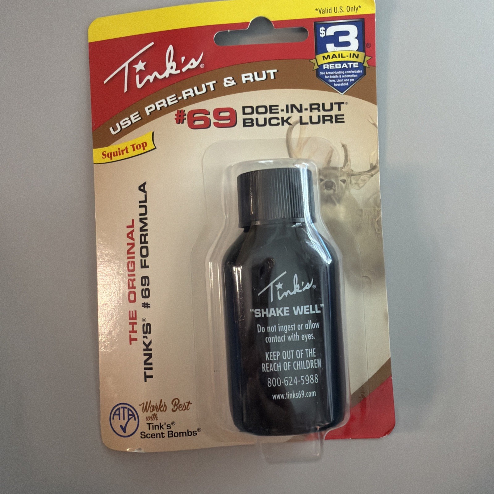 Tink’s #69 Doe-In-Rut Buck Lure 1oz Squirt Top Hunting Deer Scent New Sealed
