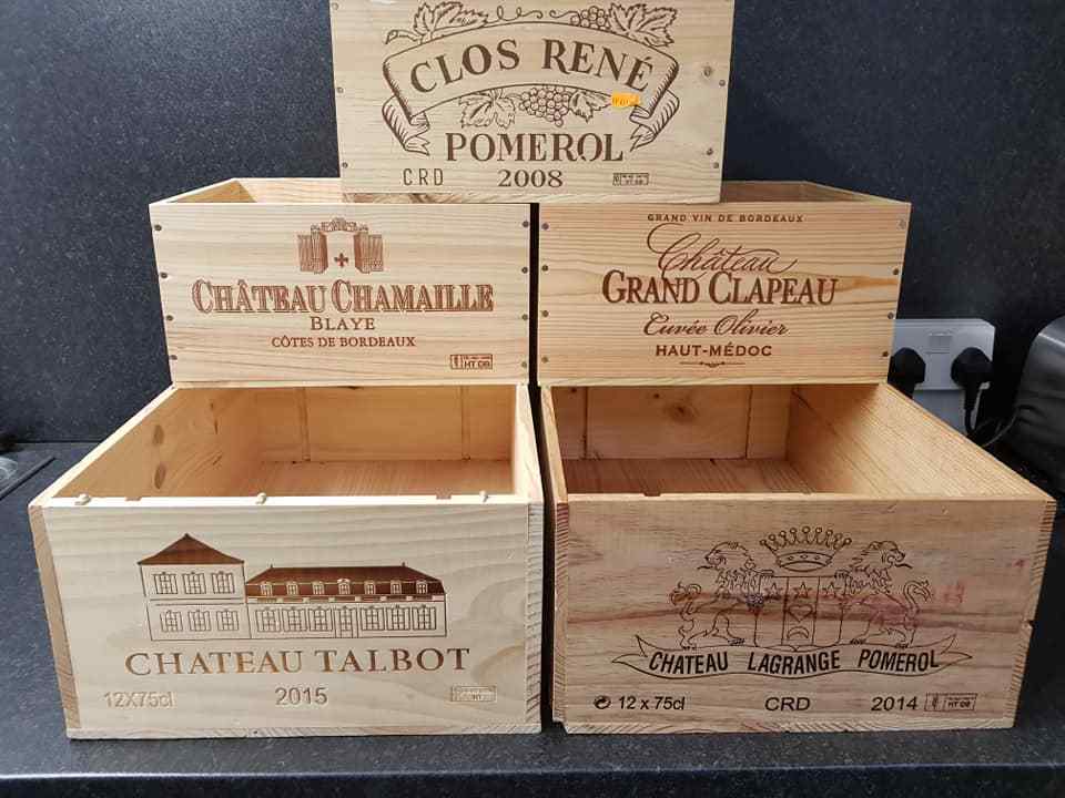 5 X MIXED GENUINE FRENCH WOODEN WINE CRATES / BOXES WORKSHOP KITCHEN STORAGE