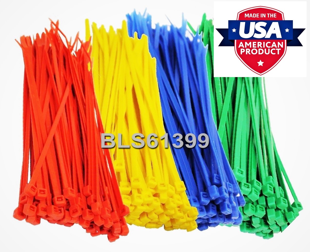 400 USA Made TOUGH TIES 8" inch 50lb Nylon Tie Wraps Wire Cable Zip Ties RGBY