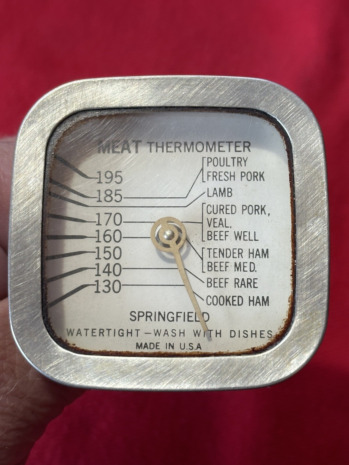 VINTAGE SPRINGFIELD STAINLESS STEEL WATERTIGHT MEAT THERMOMETER MADE IN THE USA!