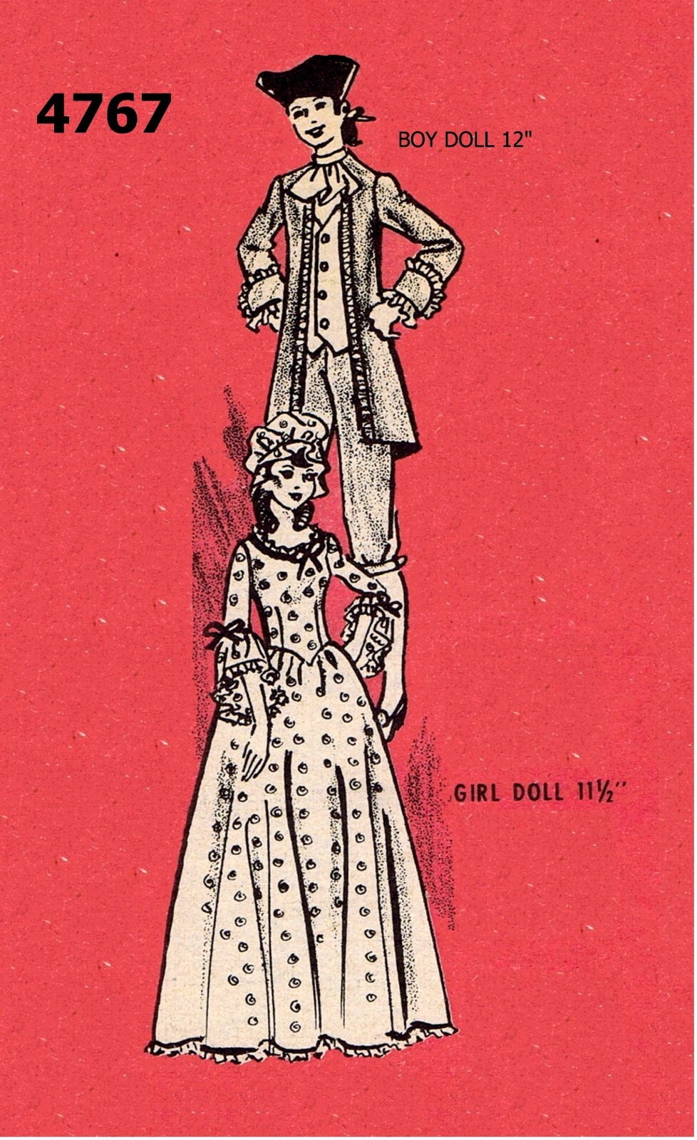 BARBIE & KEN Doll Sewing Pattern Colonial Teen Fashion 4767 Mail Order