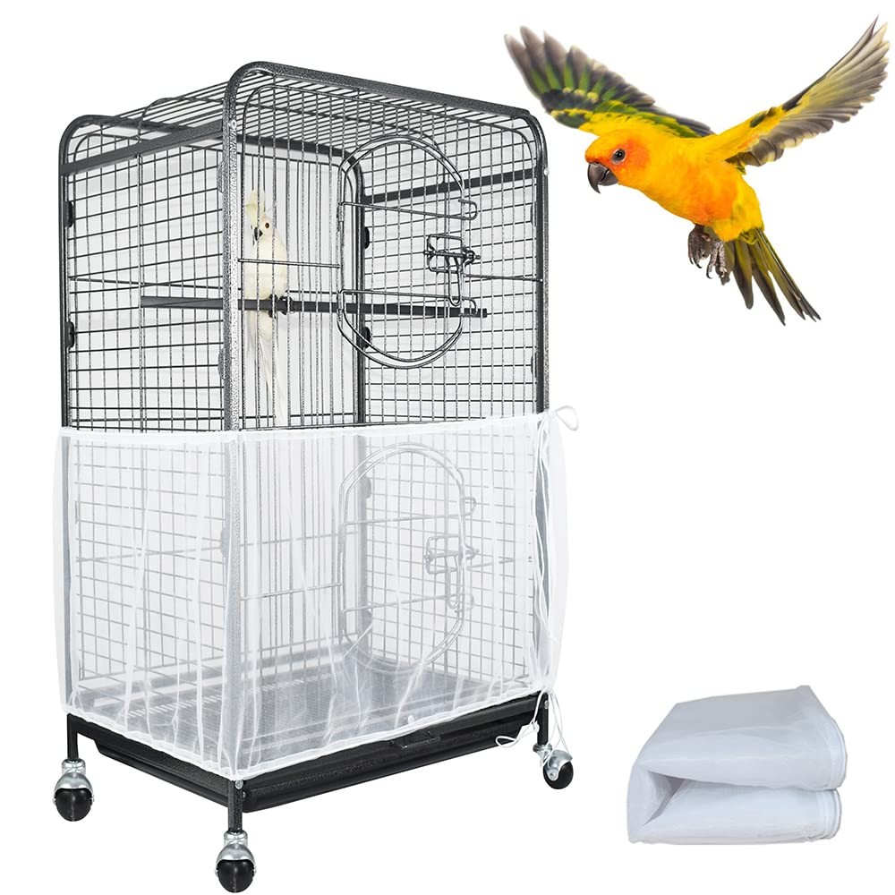 ASOCEA Extra Large Bird Cage Seed Fit cage girth less than 118in, White