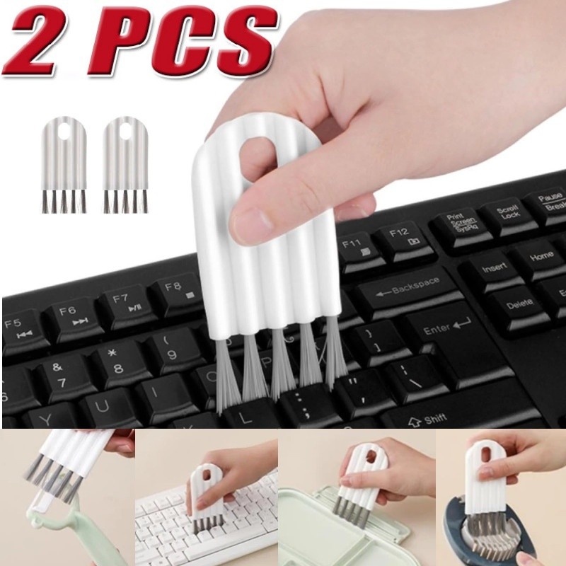 2X Flexible Keyboard Cleaner Brush Soft Bendable Tool for Gaps, Cups & Keyboards