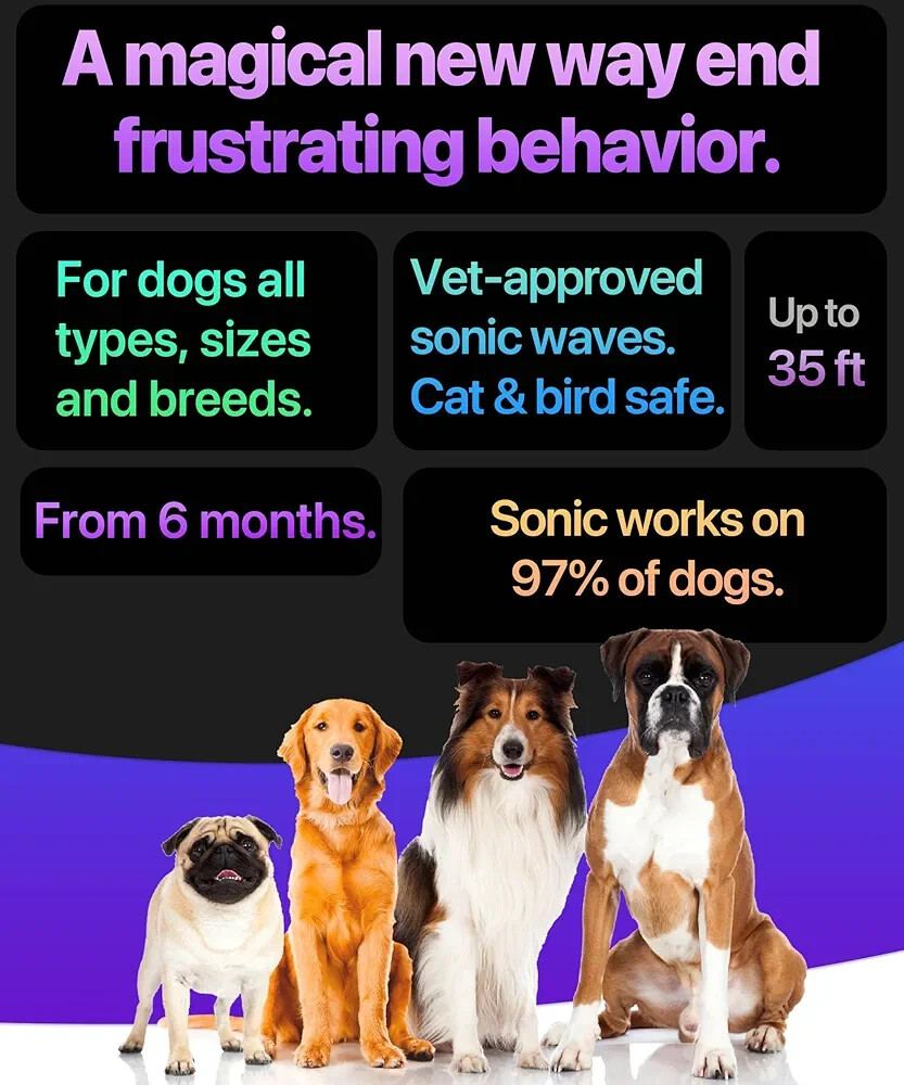 Dog Bark Deterrent Device, Stops Bad Behavior, Long-range ultrasonic