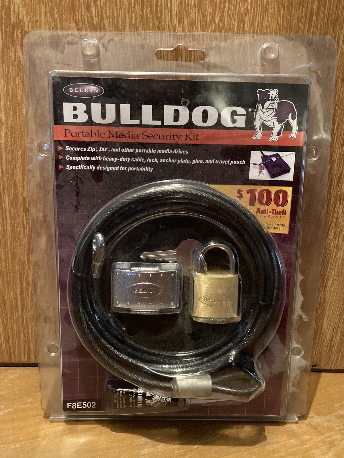 Belkin  Bulldog Portable Media Security Kit #F8E502 Cable Lock Keys Travel NEW