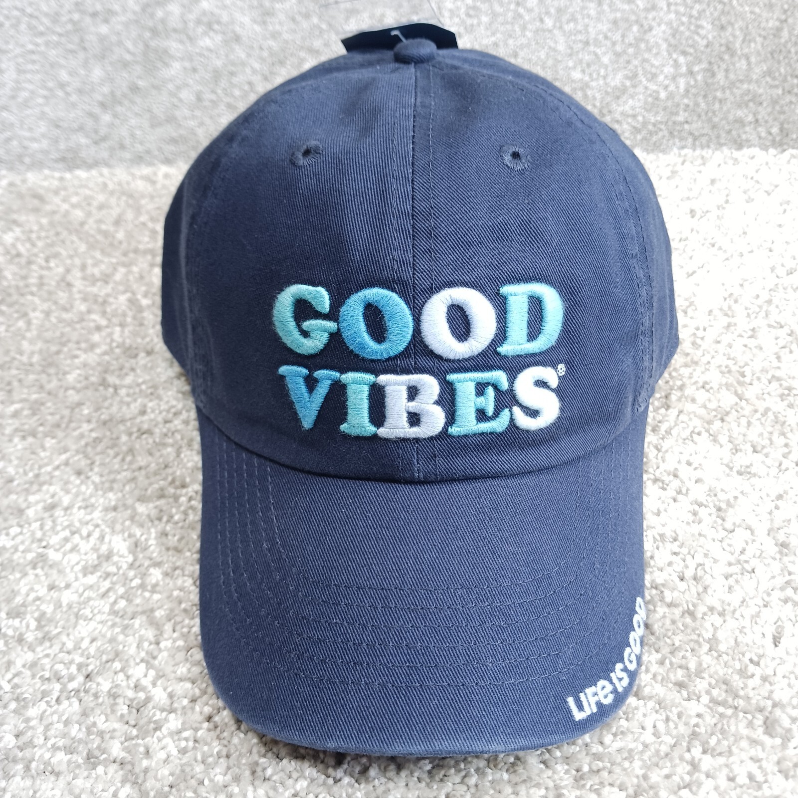 Life Is Good Hat Adult One Size Adjustable Blue Good Vibes Beach Summer Relax