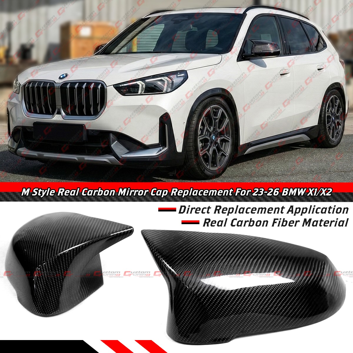 For 2023-26 BMW X1 U11 X2 U10 M Style Real Carbon Fiber Mirror Caps Replacement