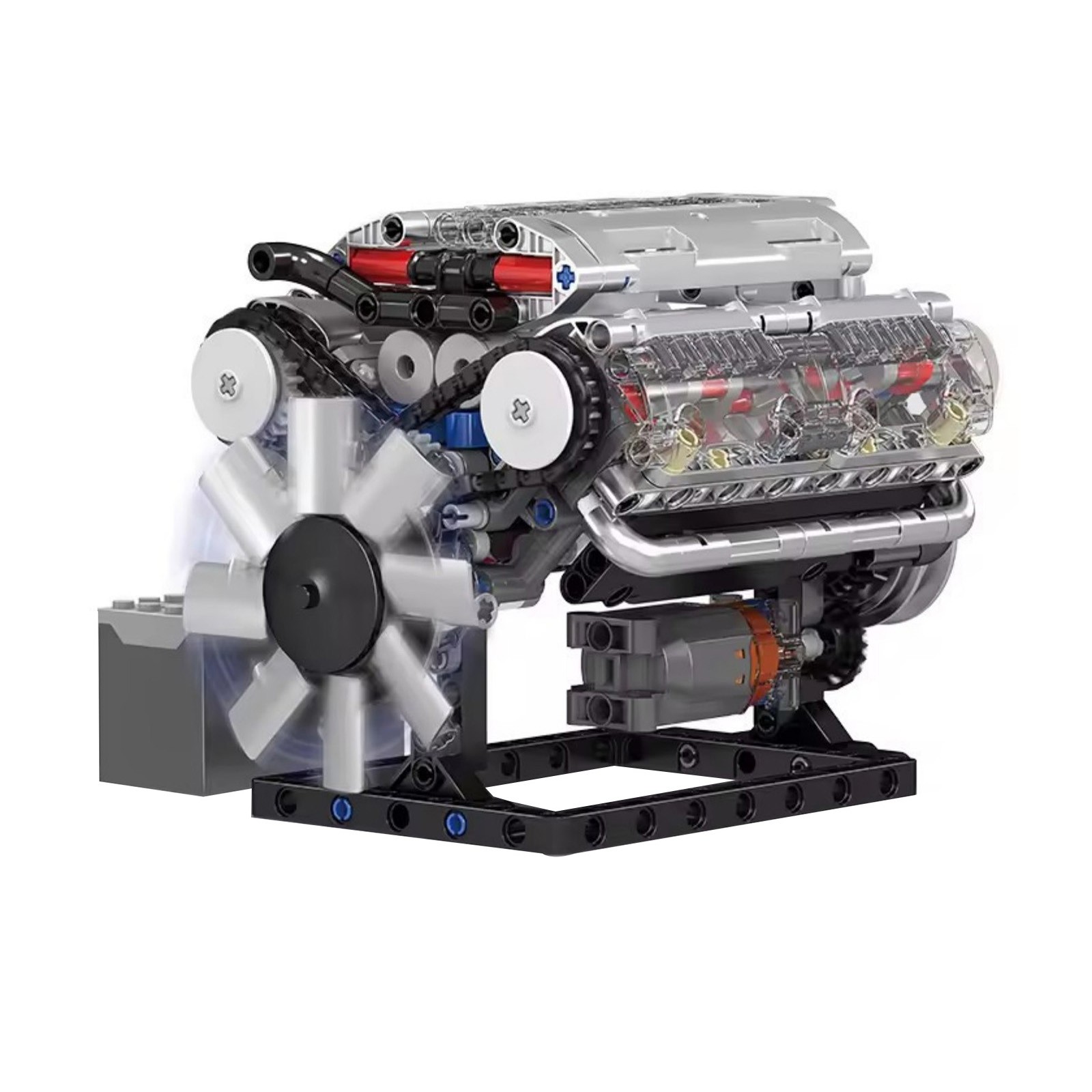 ABS V8 Engine Motor Engineering Model Stacking Blocks Education Toy Gift