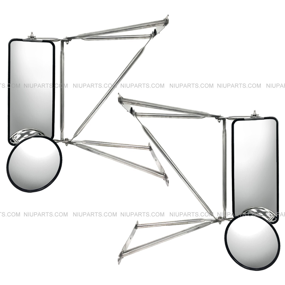 Door Mirror w/ Bracket Arm Stainless - LH & RH Fit Before 2005 Peterbilt 377 379