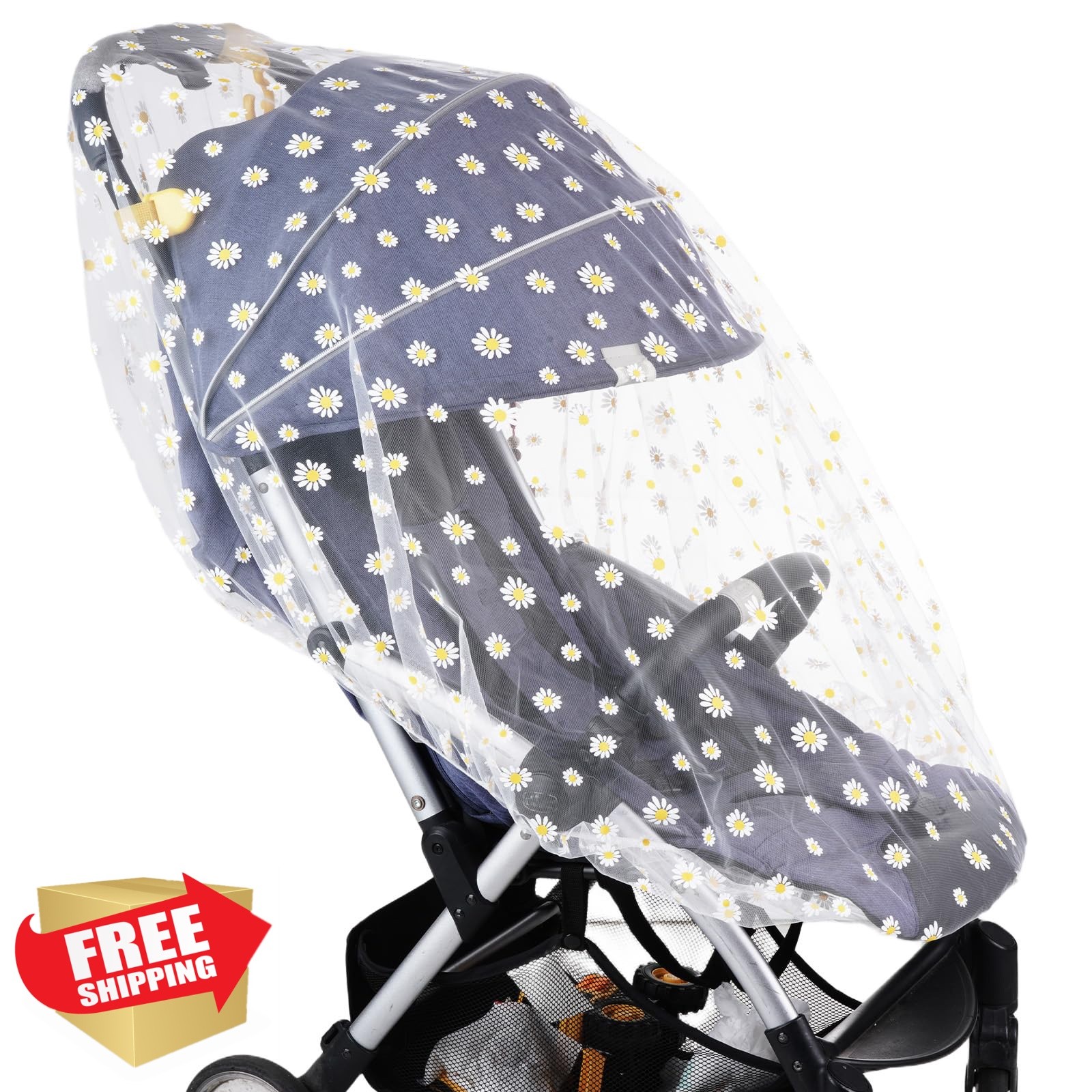 Sucrain Daisy Print Baby Mosquito Net for Stroller,Car Seat,Bassinets,Cradles...