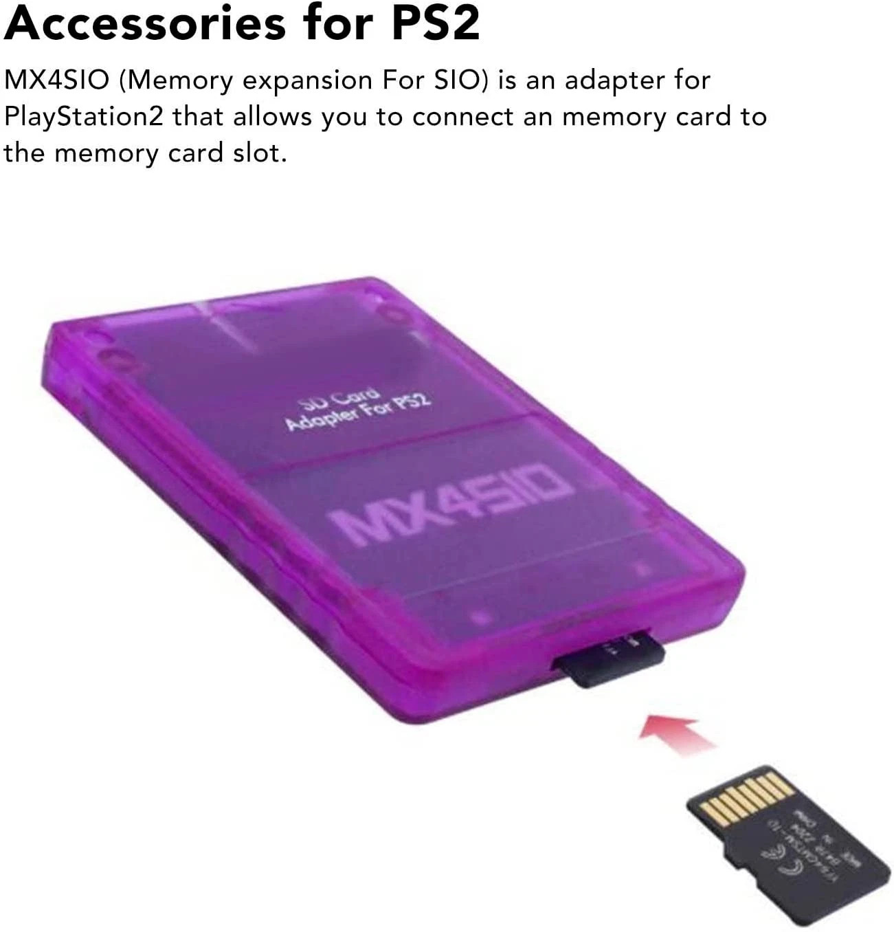 MX4SIO SIO2SD SD Card Adapter PS2 Memory Card Expansion SIO Replacement Purple