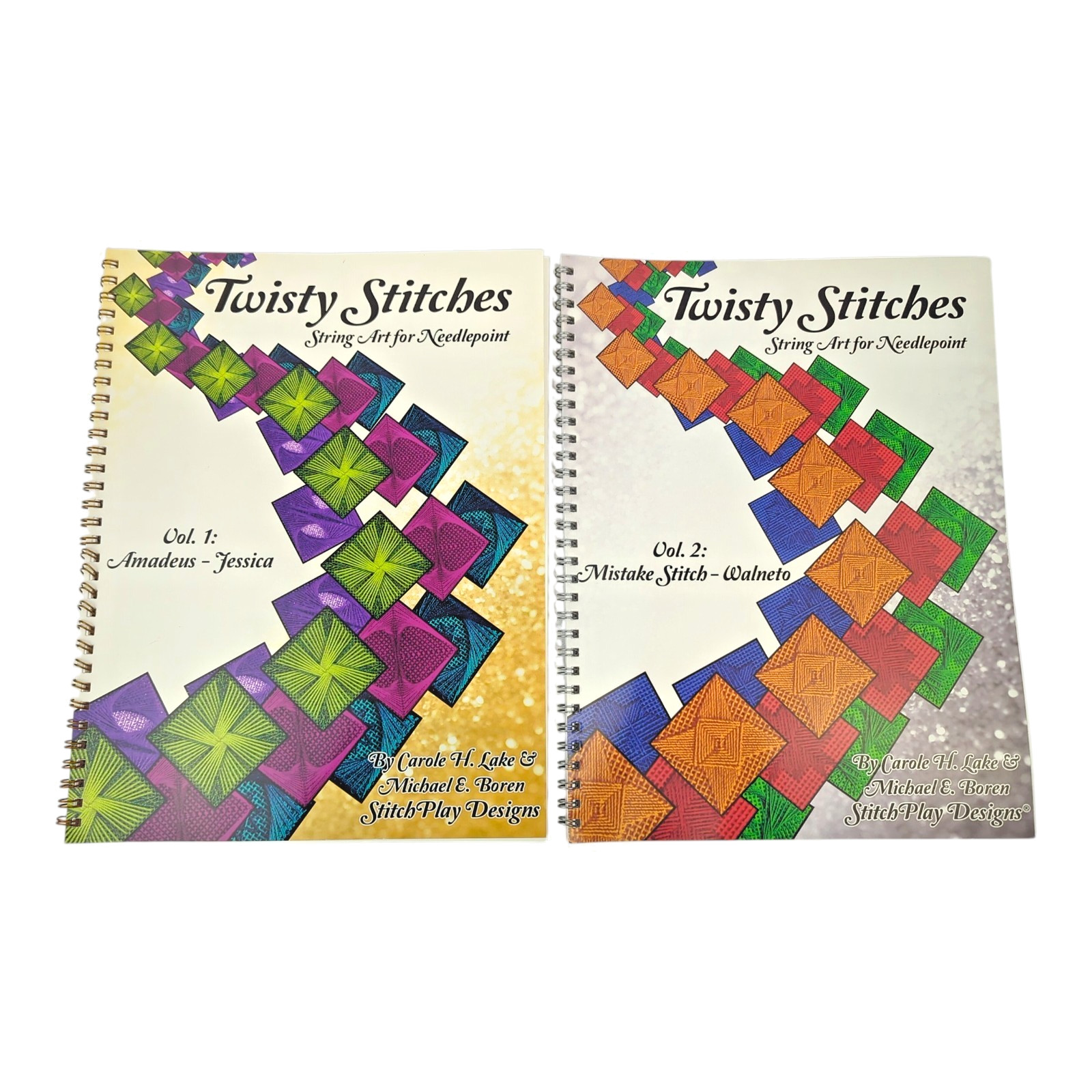 Twisty Stitches Vols. 1 & 2 Illustrated Needlepoint Stitch Book Lot Carole Lake