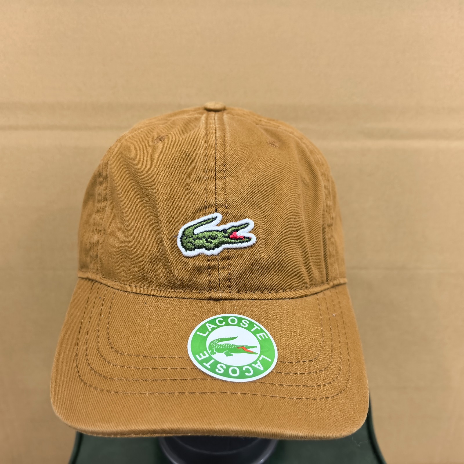 LACOSTE New Adjustable Baseball Cap with Small Crocodile Logo Light Brown