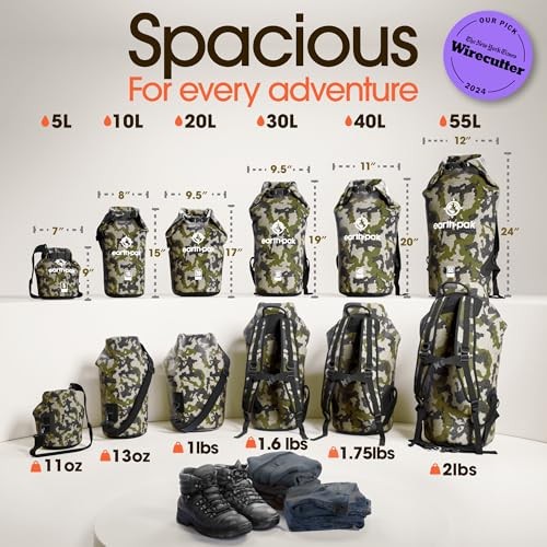 Waterproof Dry Bag - Roll Top Waterproof Backpack Sack Keeps Gear Dry 55L Camo
