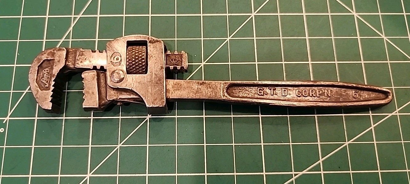 Vintage G. T. D. Corp'n 6" Adjustable Pipewrench USA 🇺🇲 - mjkT1