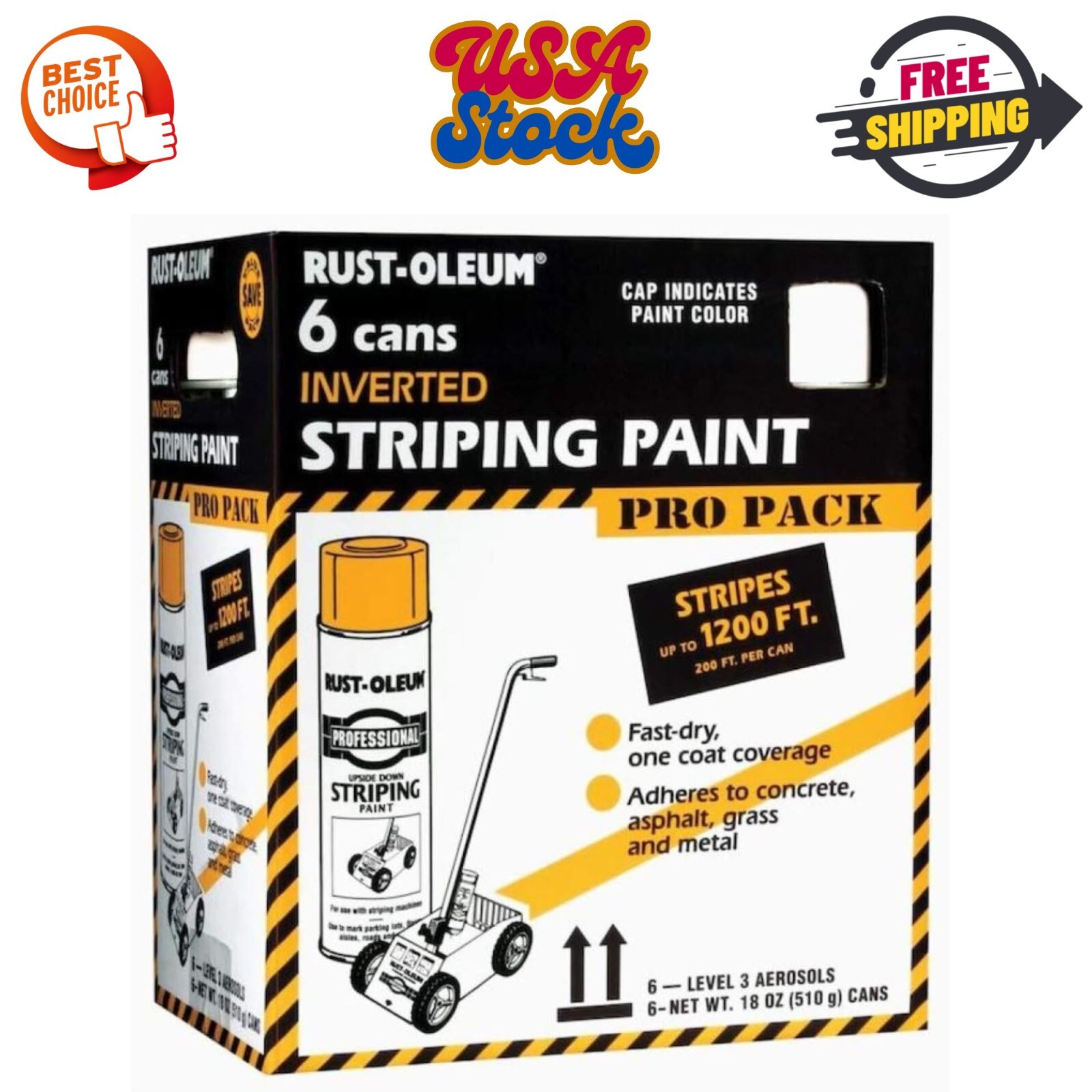 P2593849-6PK Professional Inverted Striping Spray Paint, 18 oz, White, 6 Pack