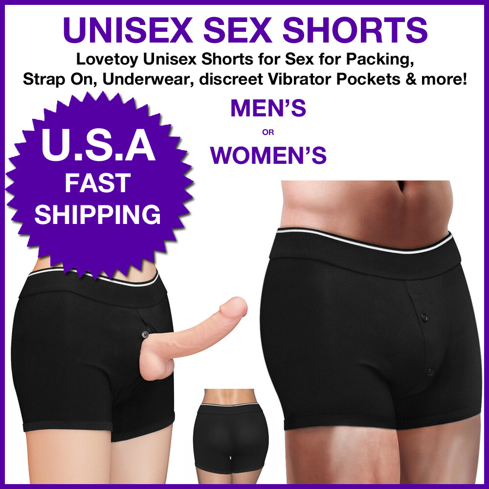 Lovetoy Strap On Shorts for Packing, Underwear Boxers, Hidden Vibrator Pockets
