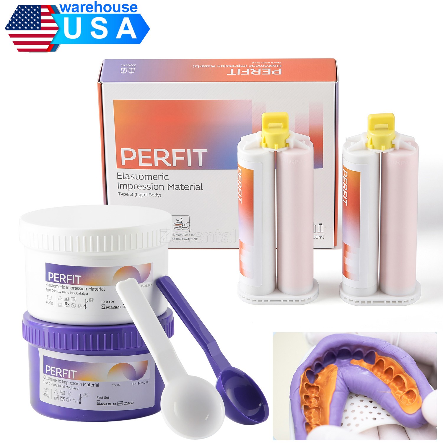 Material impresión elastomérico dental tipo putty mezcla manual fraguado rápido