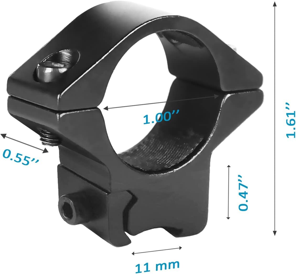 2/4Pcs 1" Scope Rings 3/8" Dovetail Low / High Profile Rifle scope Ring Mount
