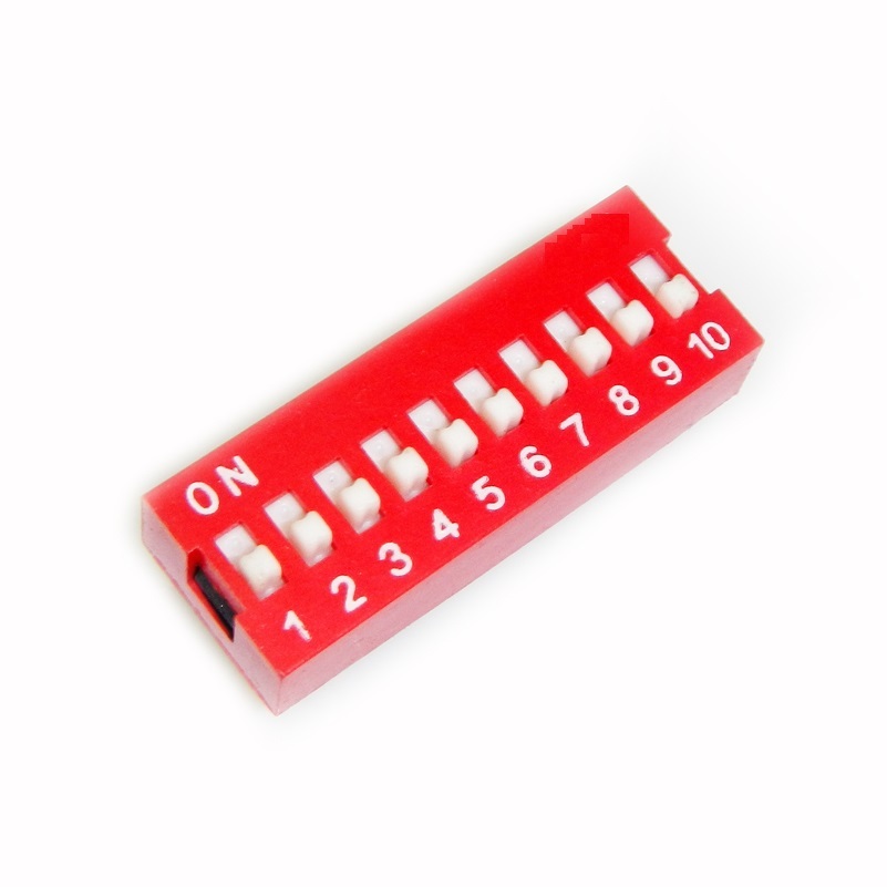 5 PCS Red 2.54mm Pitch 10-Bit 10 Positions Ways Slide Type DIP Switch J29