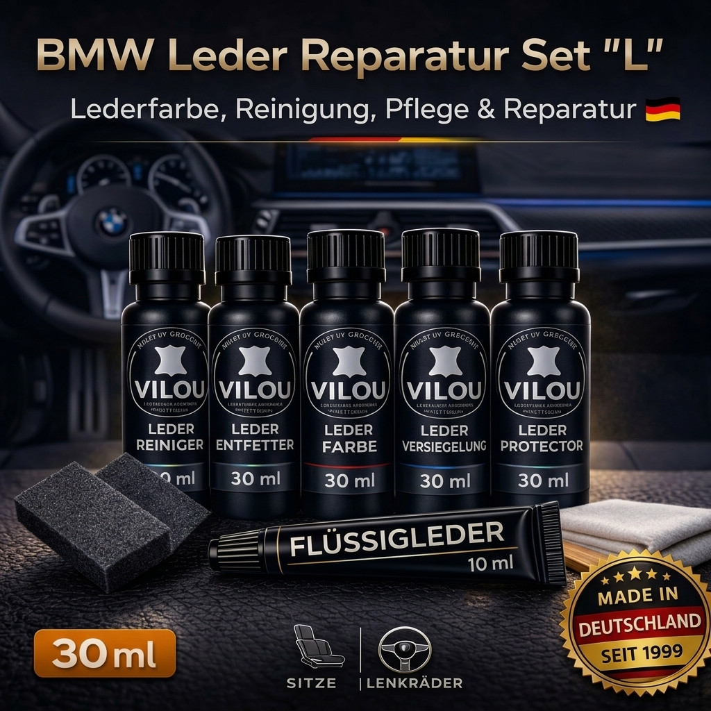 30ml BMW Leather Repair Kit "L" Leather Colour Black Leather Dakota by "VILOU"