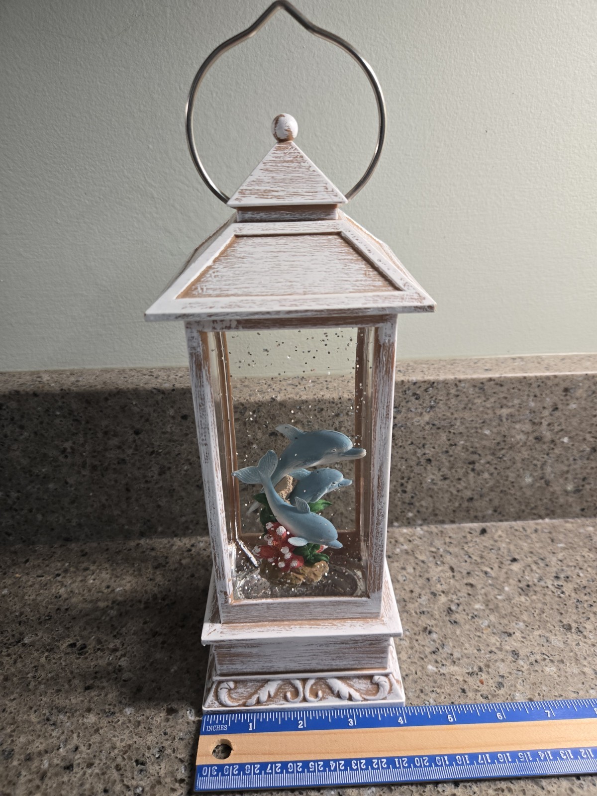Dolphins Lighted Glitter Water Globe Lantern