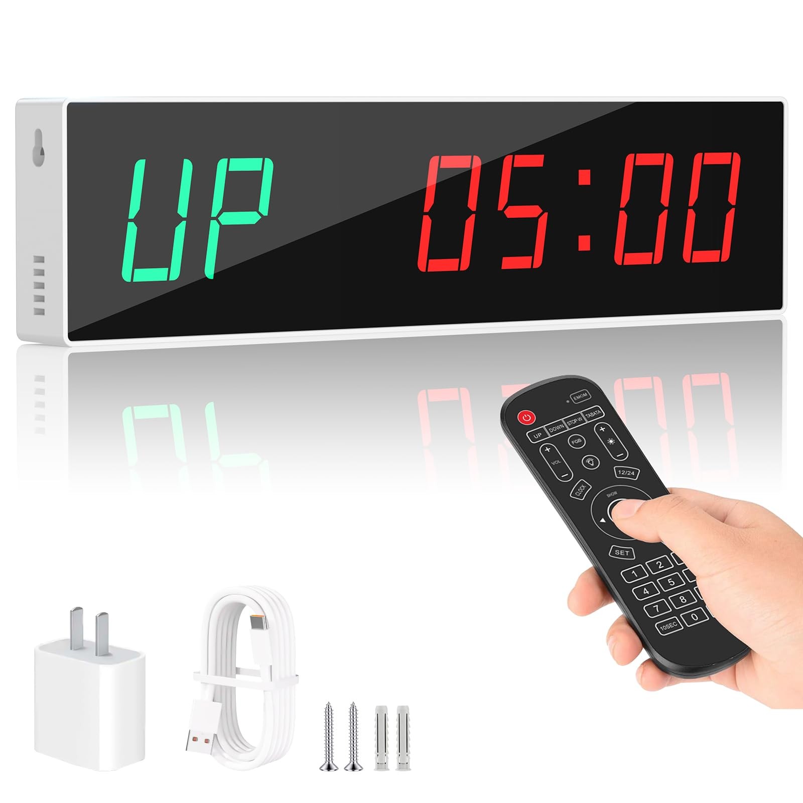 Large Digital Gym Timer – Remote Control Gym Clock Wall with 9 Custom Modes C...