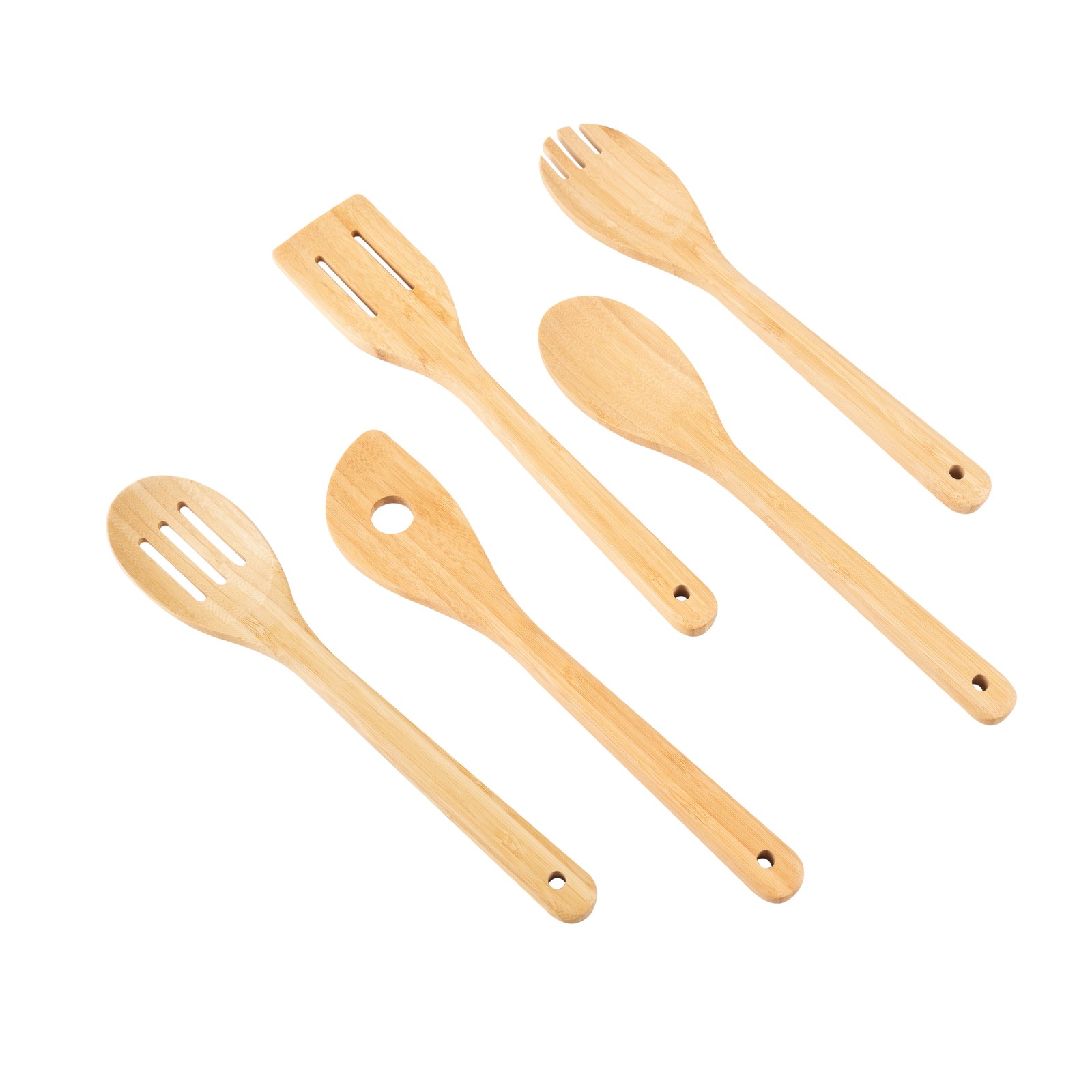 5pk Bamboo Spoons for Cooking, Kitchen Essential Tools Set