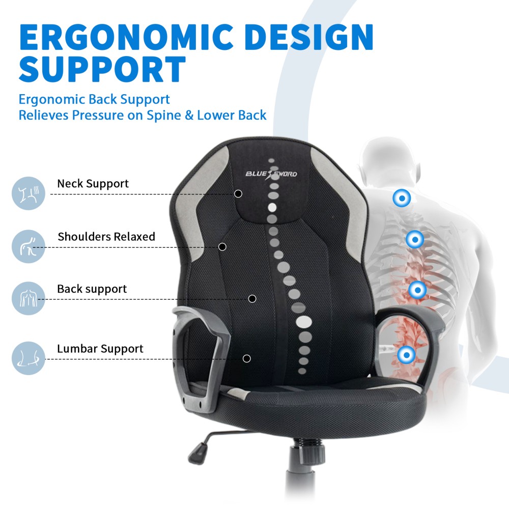 Vigosit Ergonomic Office Chair – Mesh and Tech Fabric, Adjustable Height