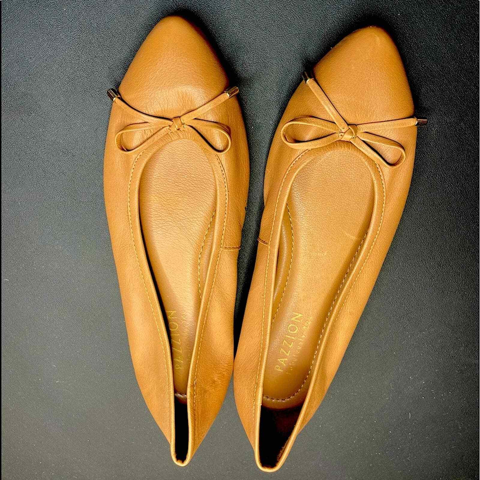 Pazzion super soft leather brown bow flats