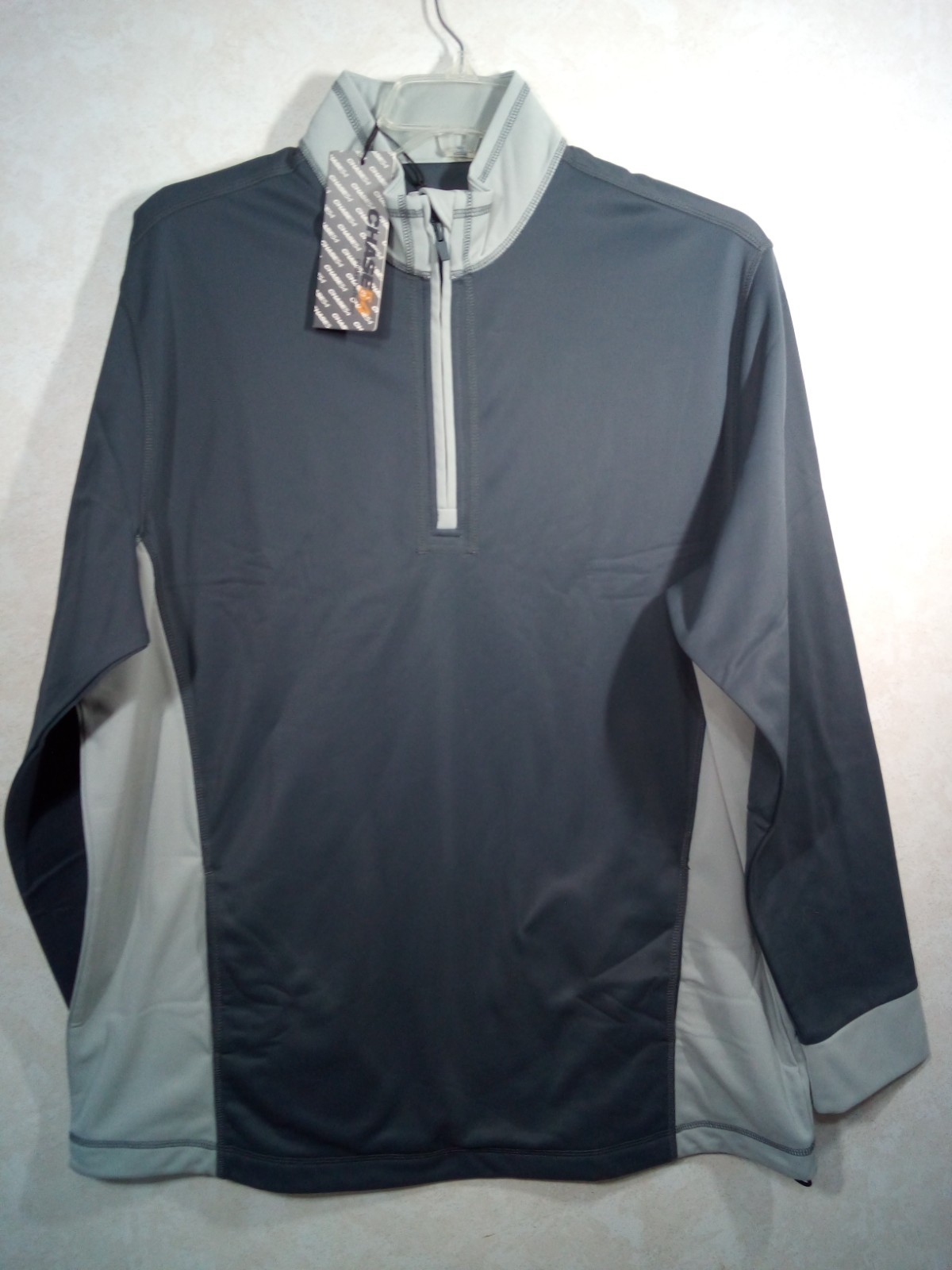 Chase 54 Pullover Men XL Gray Mock Neck 1/4 Zip Long Sleeve