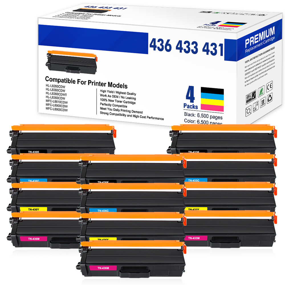 TN436 TN433 TN431 Toner Set for Brother MFC-L8900CDW L8610CDW HL-L9310CDW Lot