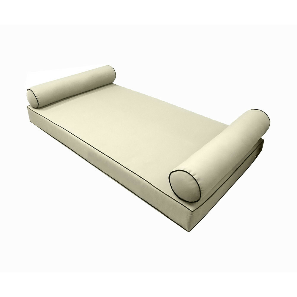 |SLIPCOVER ONLY|S5 Daybed Mattress Bolster Covers Contrast Pipe Trim Full AD005