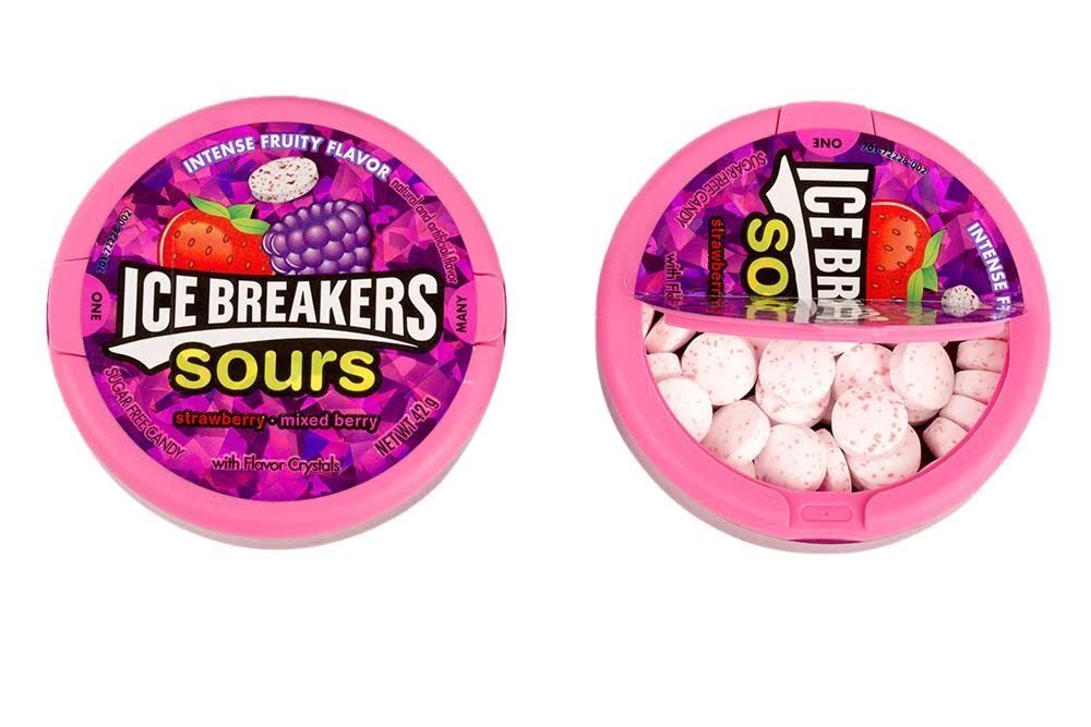 Ice Breakers Sours Strawberry-Mixed Berry 1.5 Oz Containers (Pack Of 8), 1.5
