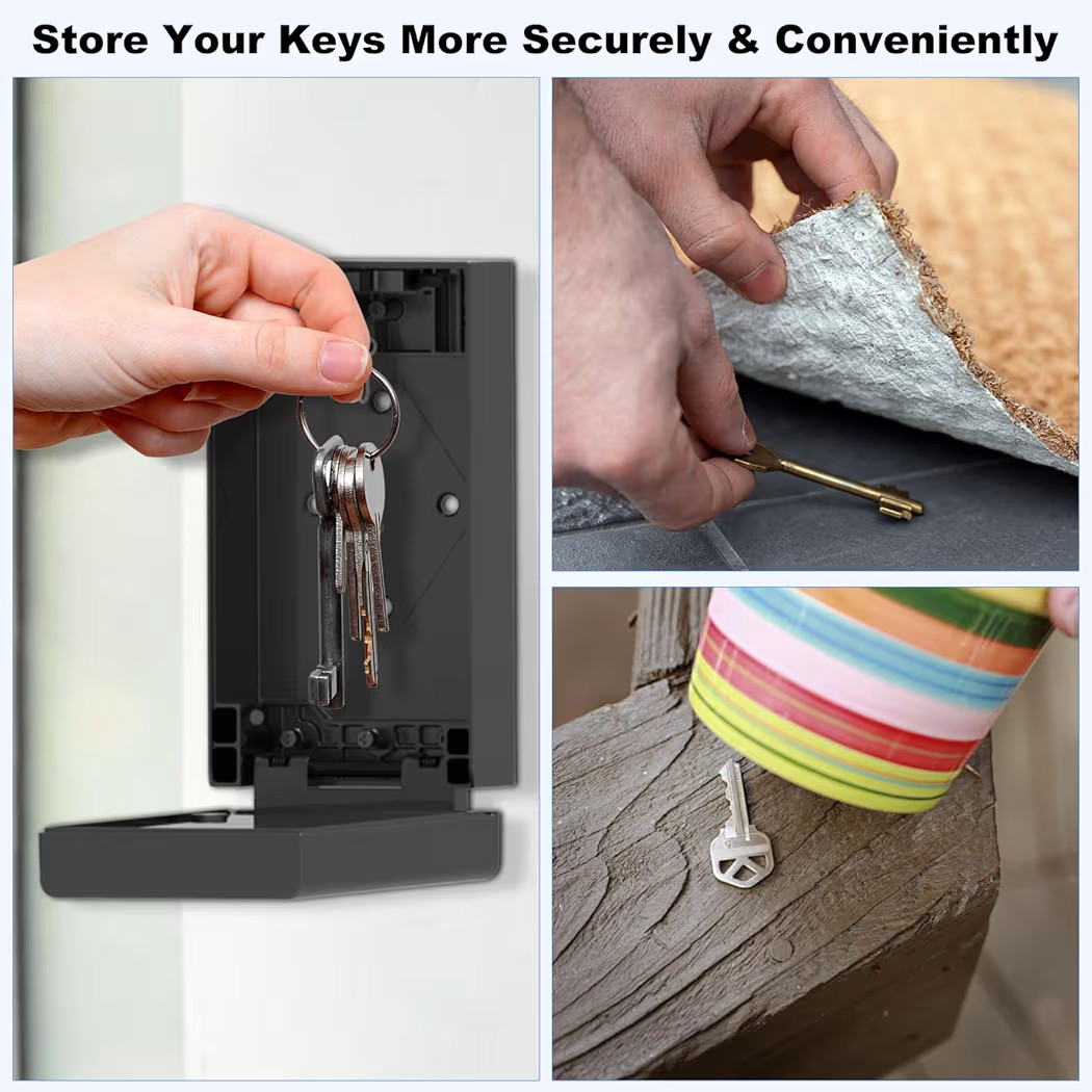 eSmartLock Smart Key Lock Box | Fingerprint + PIN + Bluetooth App | Wall Mount.