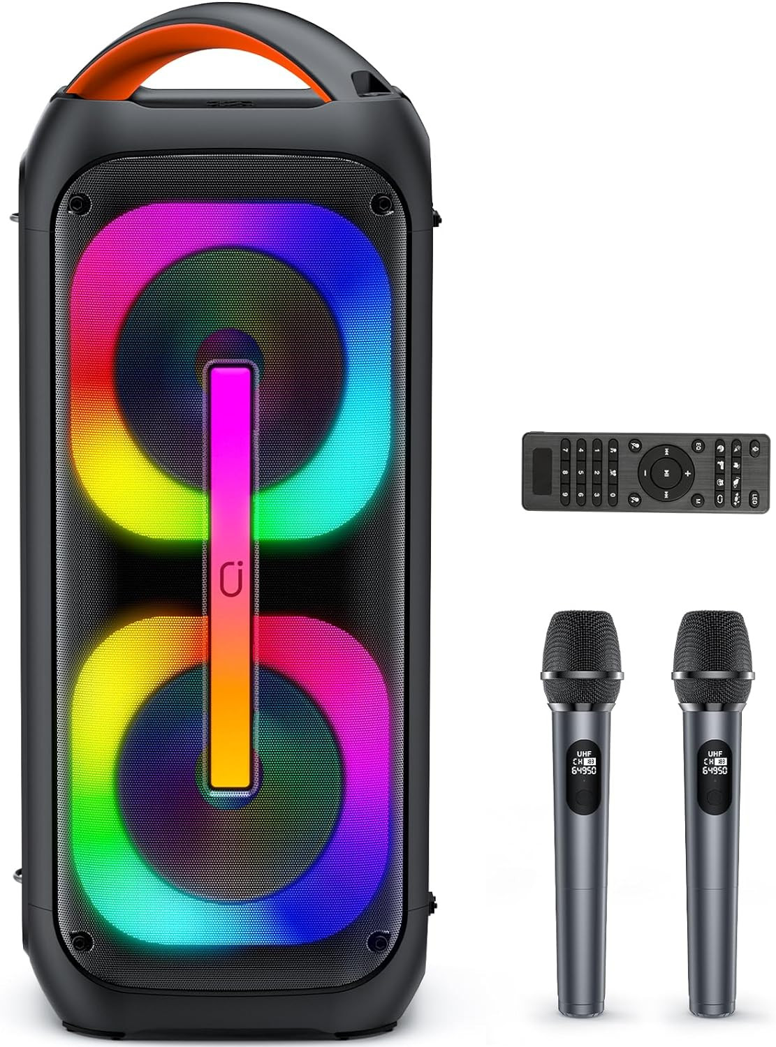 Karaoke Machine with 2 Wireless Microphones, 【Dual 60W 6.5"Subwoofer & 400W Peak